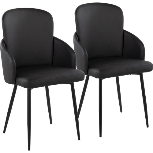 Dahlia Dining Chair in Black Metal, Chrome & Black Leatherette (Set of 2)